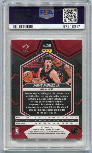 Jaime Jaquez Jr. 2023 - 2024 Panini Mosaic City Edition Green Prizm RC #280 PSA Graded 9