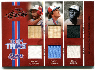 Andre Dawson, Gary Carter & Tony Perez 2005 Playoff Absolute Memorabilia Card #027/100