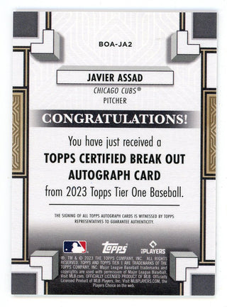 Javier Assad 2023 Topps Certified Breakout Autographed Card #BOA-JA2