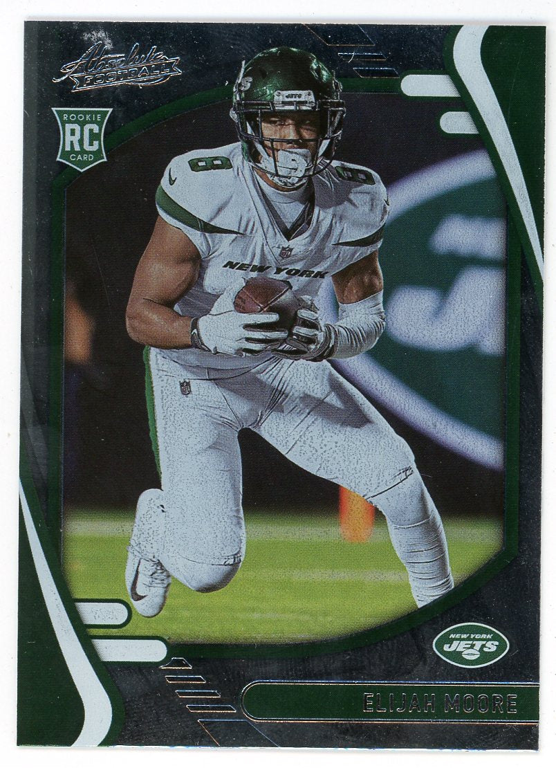 Elijah Moore autographed football card (New York Jets) 2021 Panini Absolute  Rookie #114