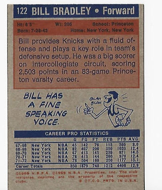 Bill Bradley 1972-73 Topps Card #122