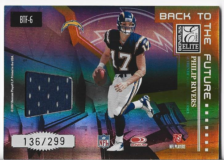 Philip Rivers and Dan Fouts 2007 Donruss Elite Back To The Future Jers
