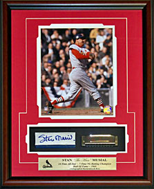 Stan Musial Autographed / Signed Framed Harmonica and Box w / 8x10 Unsigned Photo
