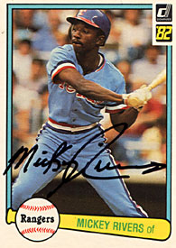 Mickey Rivers Autographed / Signed 1982 Donruss No.242 Texas Rangers  Baseball Card