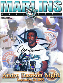Andre Dawson Autographed / Signed September 21 1996 Florida Marlins Ba