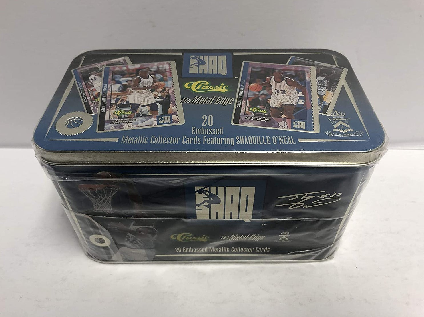 Classic Shaq The Metal Edge Embossed Metallic Collector Cards Tin Factory  Sealed