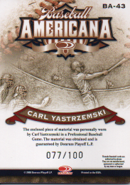 Carl Yastrzemski 2008 Donruss Threads Jersey Card
