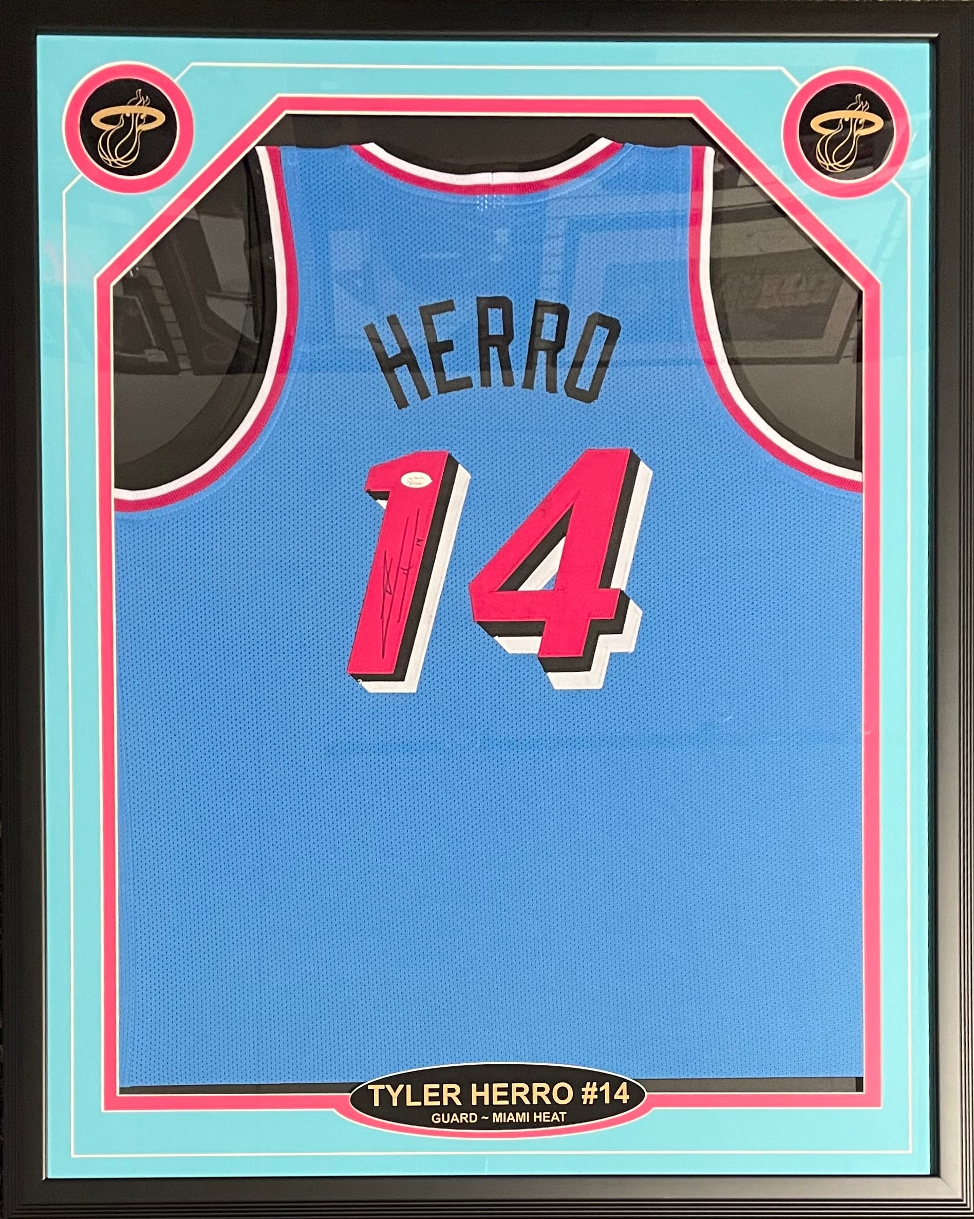 Tyler HERRO Miami Heat SIGNED FRAMED City Edition Basketball