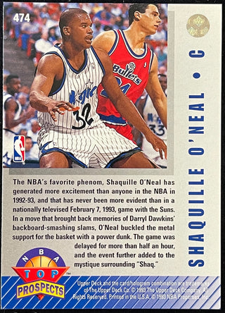 Shaquille O'Neal 1992-93 Upper Deck Rookie Card #474