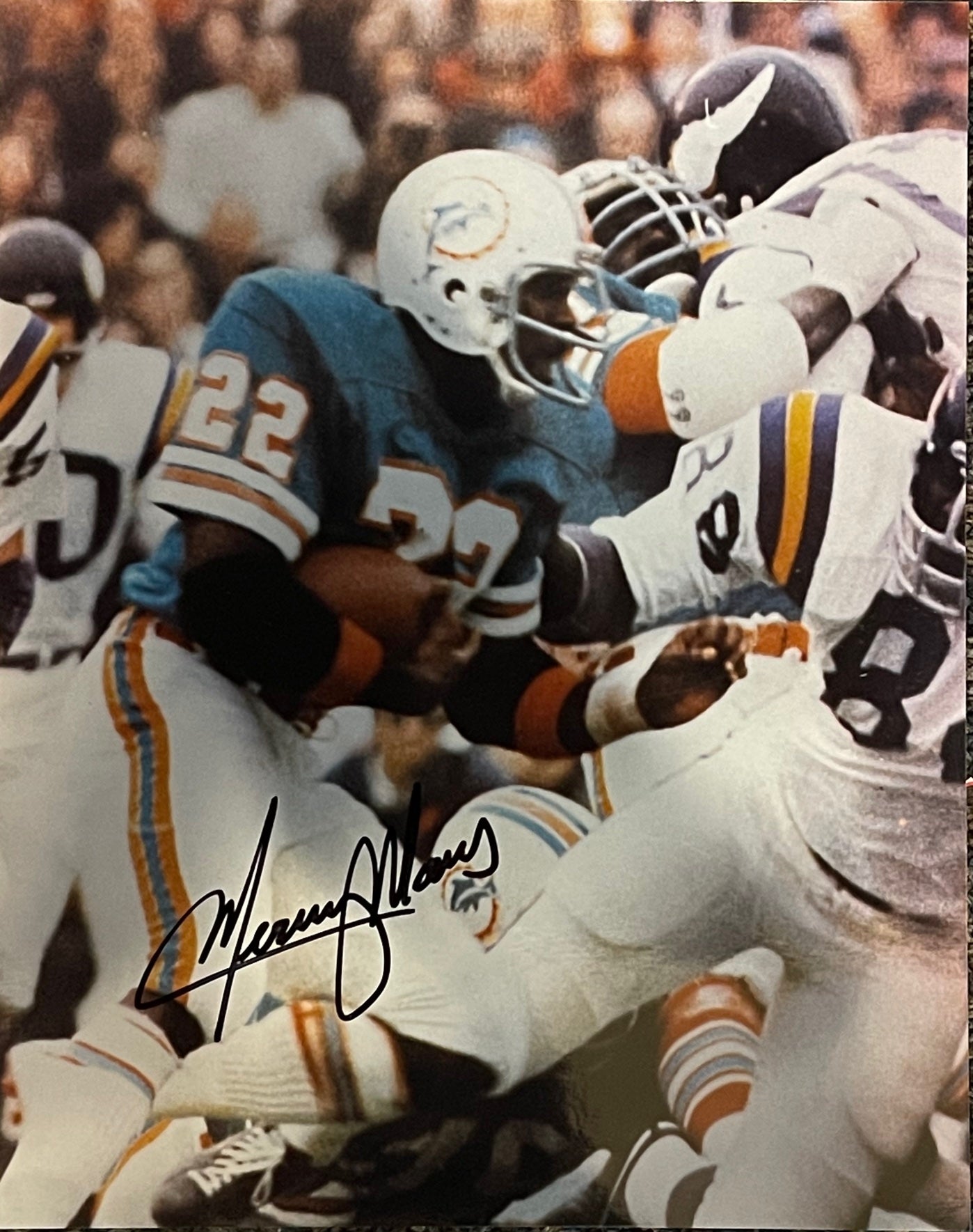 Autographed MERCURY MORRIS 8X10 Miami Dolphins photo