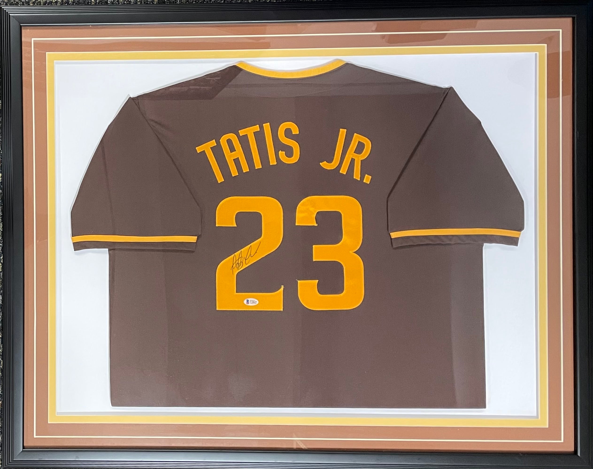 FERNANDTO TATIS JR AUTOGRAPHED HAND SIGNED CUSTOM FRAMED SAN DIEGO PADRES  JERSEY - Signature Collectibles