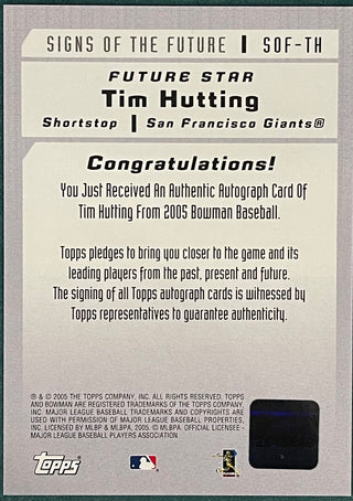 Tim Hutting Autographed 2005 Bowman Card