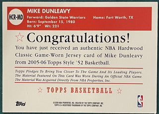 Mike Dunleavy 2005-06 Topps 52 Style Game Worn Jersey Card