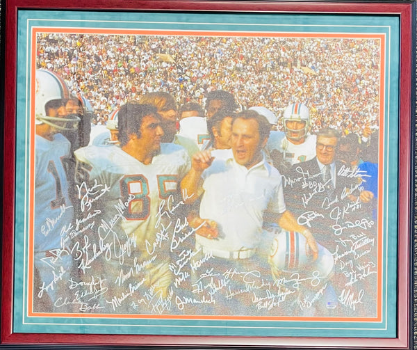 1972 Dolphins Autographed Framed Canvas (JSA)