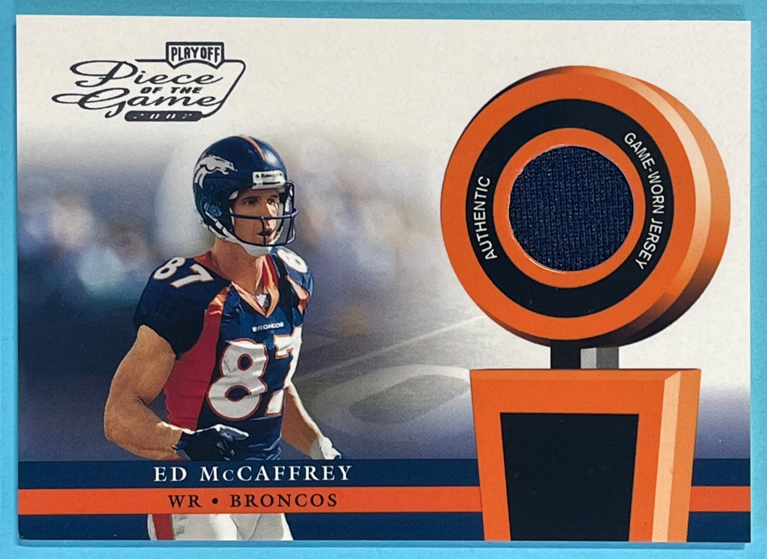 Ed McCaffrey 2002 Playoff Piece of the Game Game Used Jersey Card