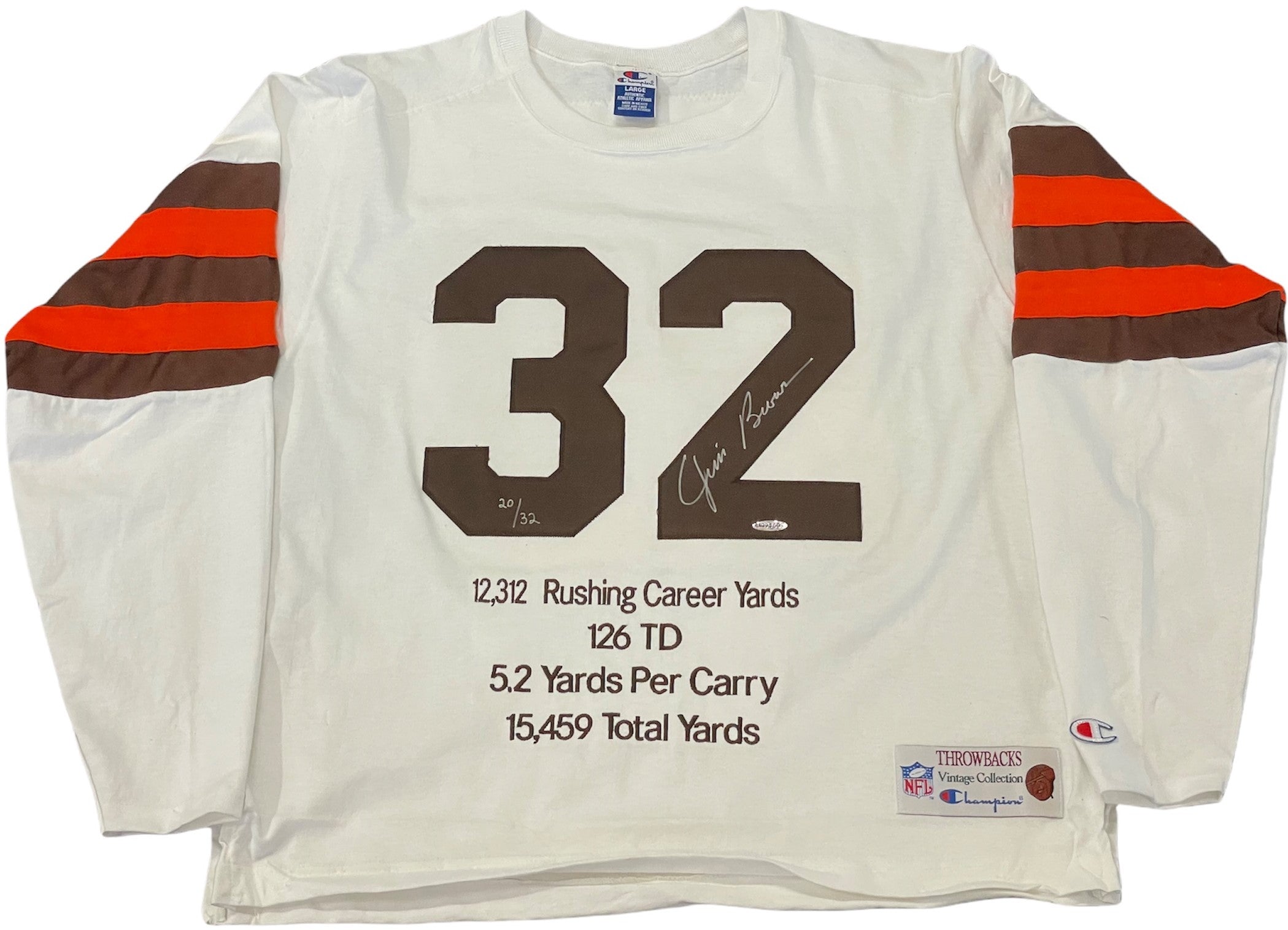 Jim Brown Autographed Cleveland Browns White Jersey (JSA)