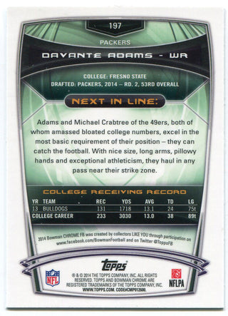 Davante Adams 2015 Bowman Chrome Rookie Card