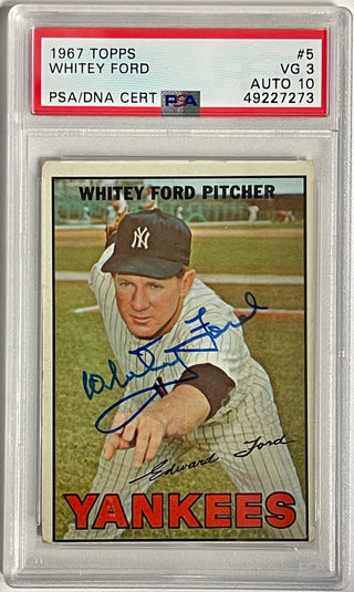 Whitey Ford Autographed 1967 Topps Card #5 (PSA)