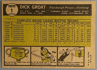 Dick Groat 1961 Topps Baseball Card #1