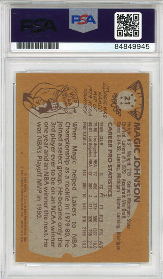Magic Johnson Autographed 1981 Topps Card #21 (PSA)