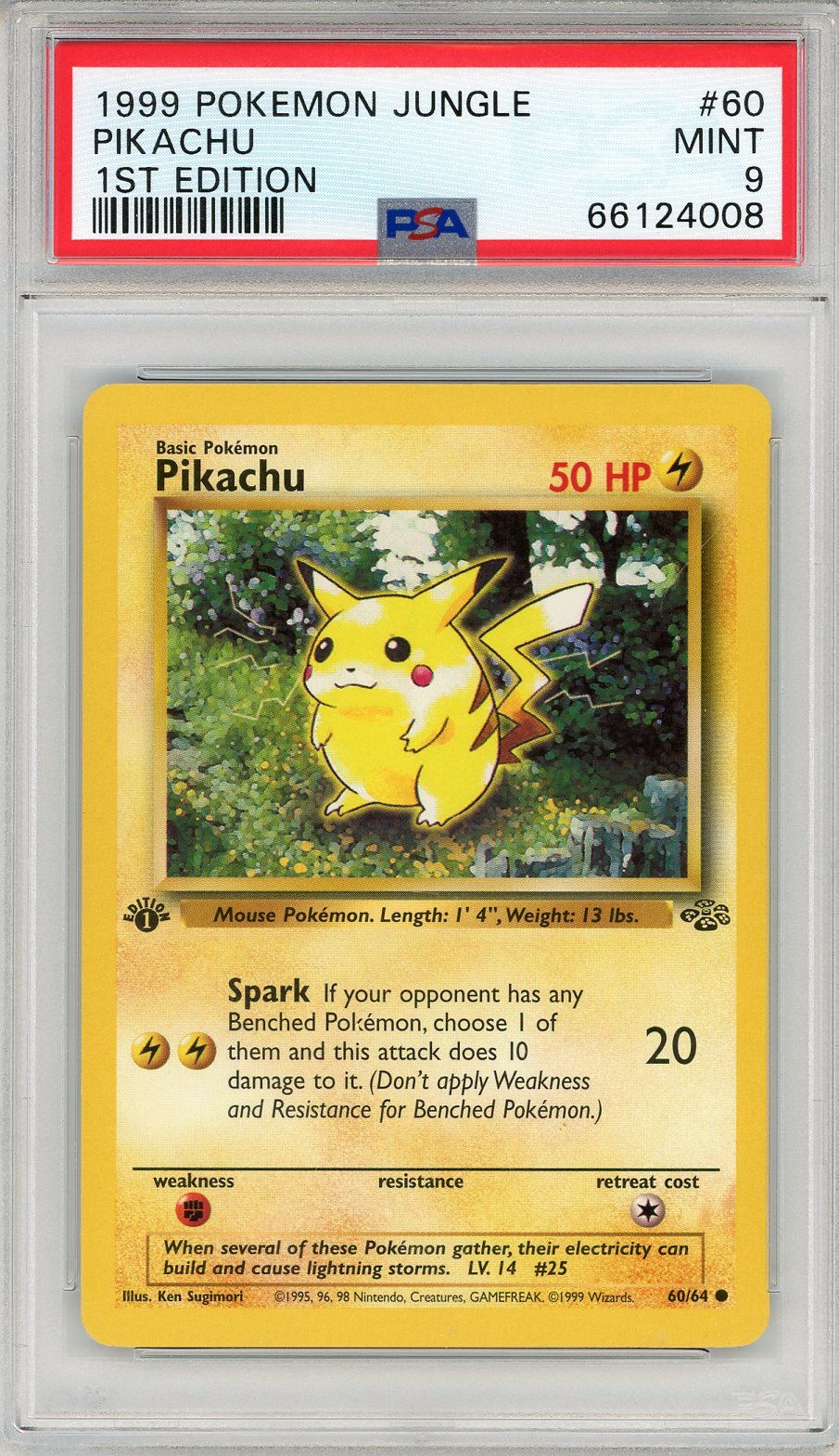 Pikachu 1999 Pokemon Jungle 1st Edition Card #60 (PSA Mint 9