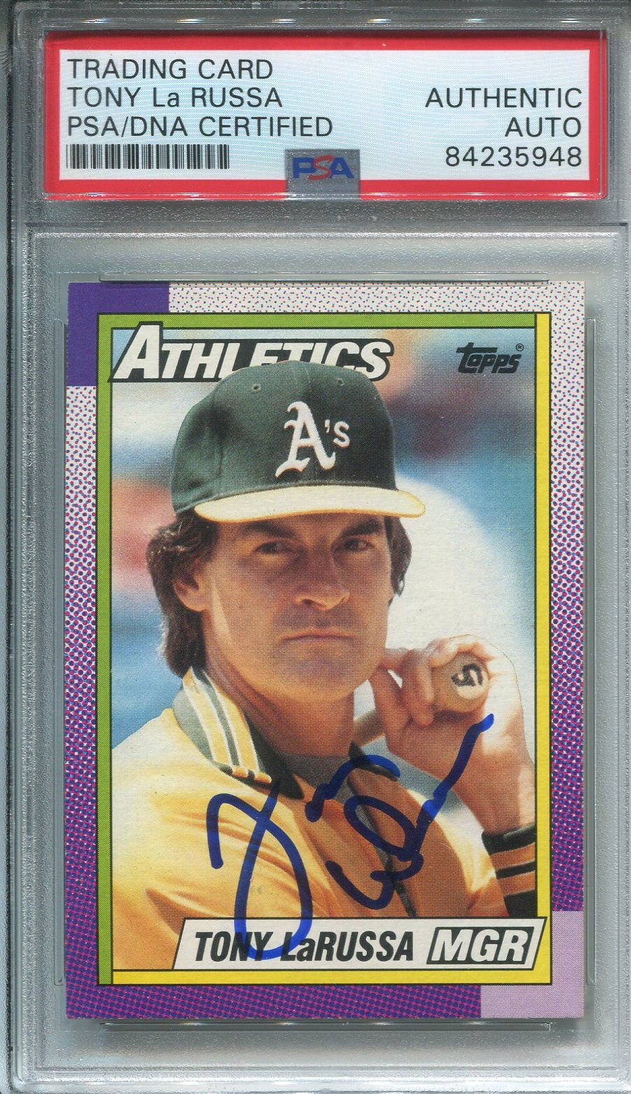 Tony LaRussa Manager Oakland Athletics TOPPS Autographed Card (PSA)