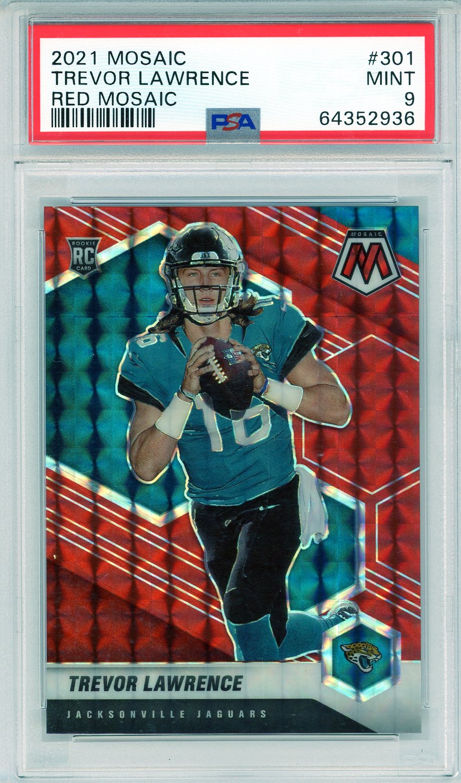 Trevor Lawrence Autographed 2021 Panini Mosaic Rookie Card #301 Auto P