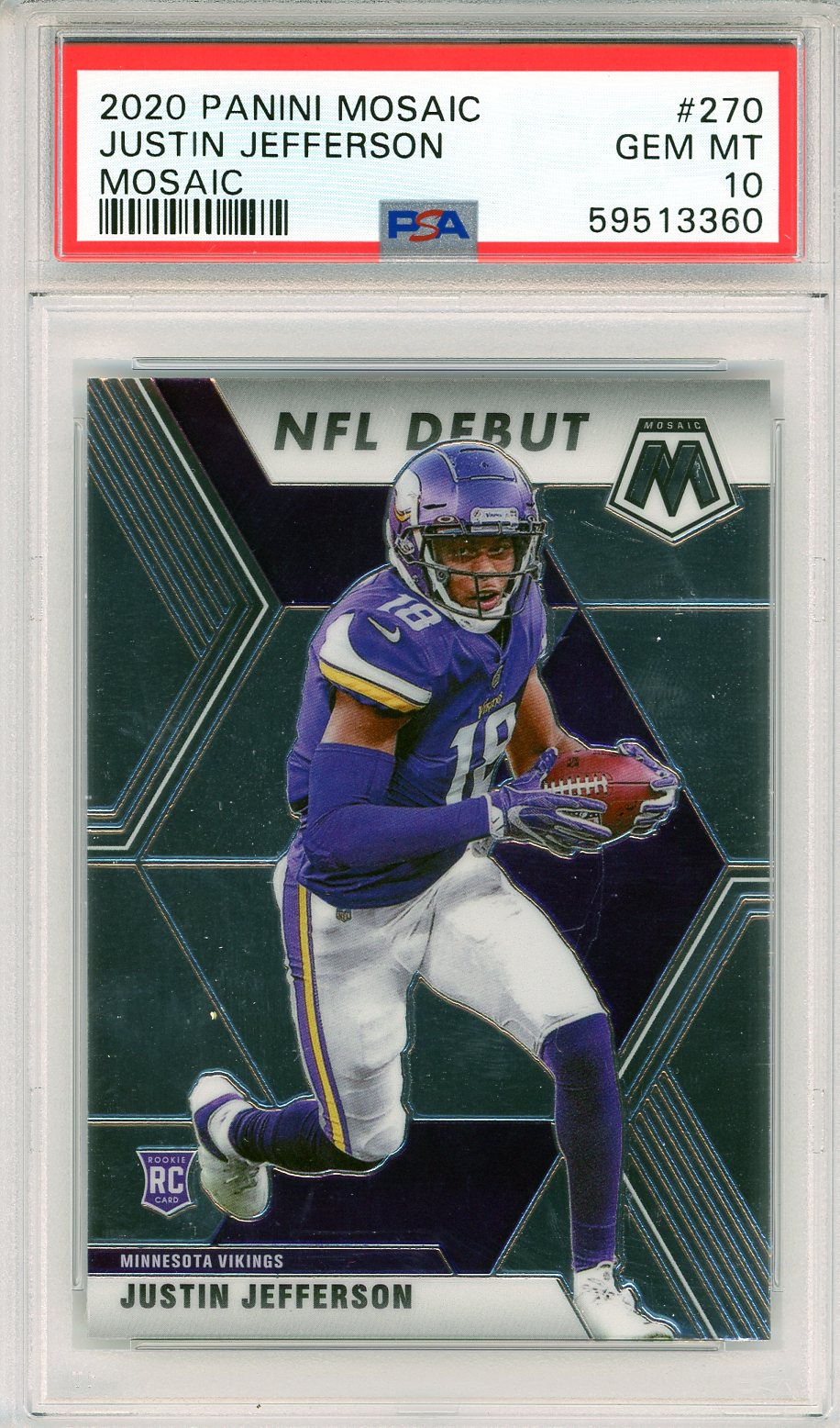 Justin Jefferson Rookie Card 2020 Panini Mosaic NFL Debut Gold 