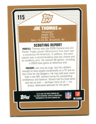 Joe Thomas 2007 Topps Draft Picks #115 Card