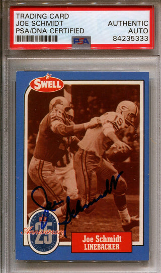 Joe Schmidt Swell Football Greats Autographed Football Card (PSA/DNA)