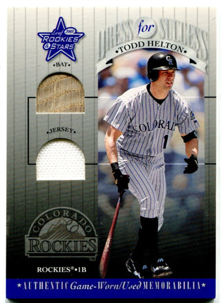 Todd Helton Leaf Rookie and Stars Authentic Game Used Bat and Jersey Card #DFS8