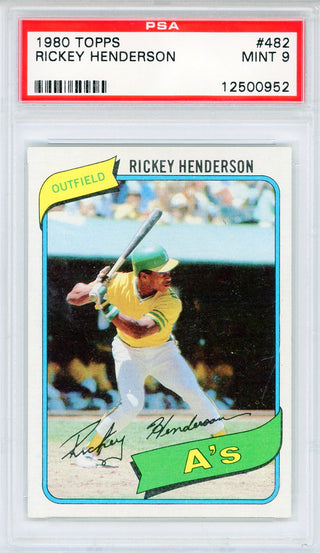 Rickey Henderson 1980 Topps Card #482 (PSA Mint 9)