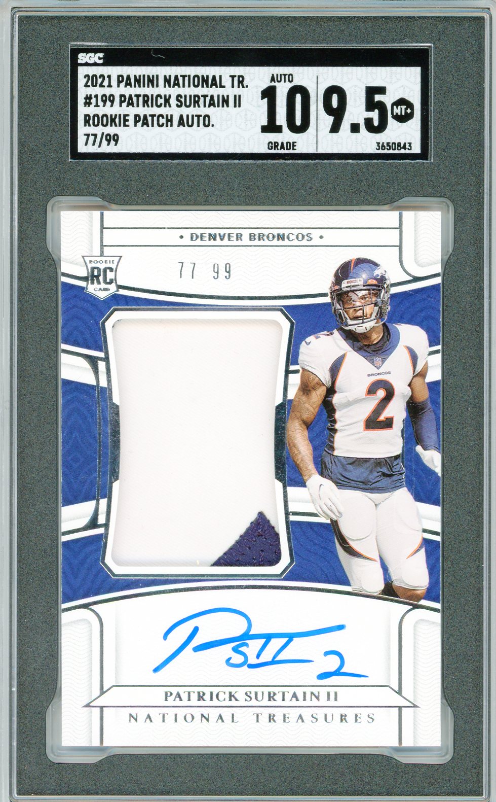 Patrick Surtain II RC Rookie Auto /35 Denver Broncos 2021 Leaf Pro Set PINK