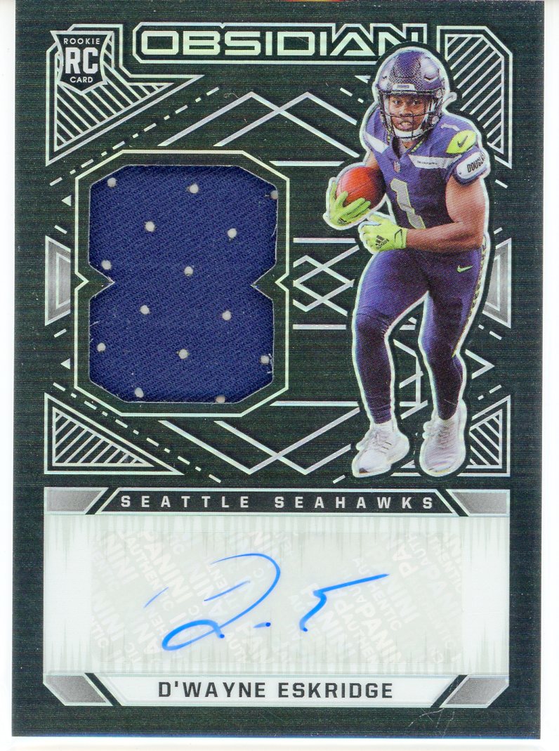 D'Wayne Eskridge Autographed 2021 Panini Obsidian Rookie Patch Card #2