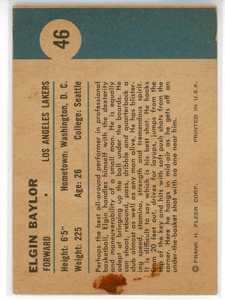 Elgin Baylor 1961 Fleer Card #46