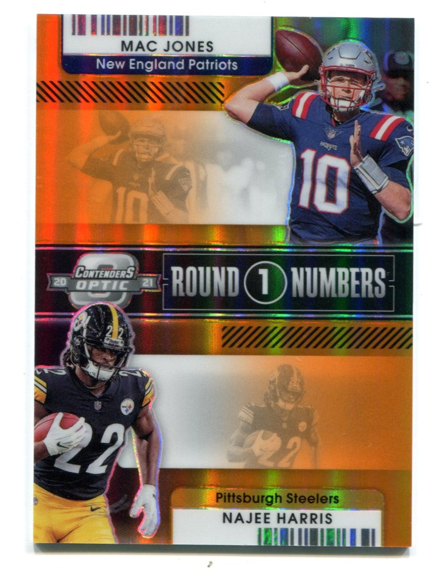 Mac Jones & Najee Harris Round 1 Numbers Panini Contenders Optic Card 48/50