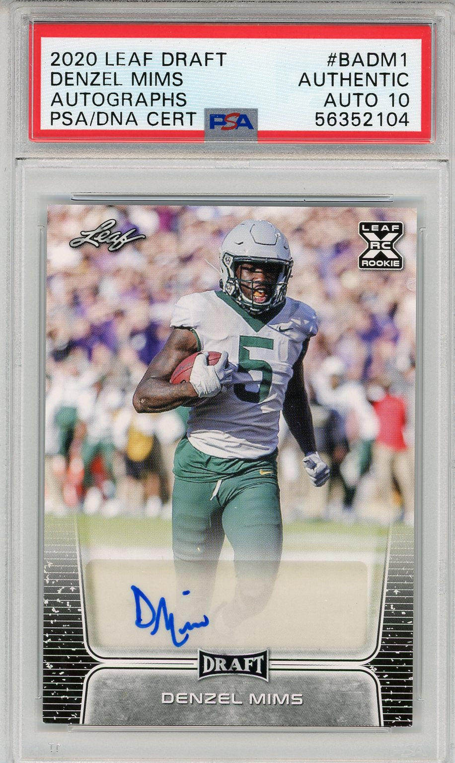 Denzel Mims Autographed 2020 Leaf Draft Rookie Card (PSA) Denzel Mims Autographed 2020 Leaf Draft Rookie Card (PSA)