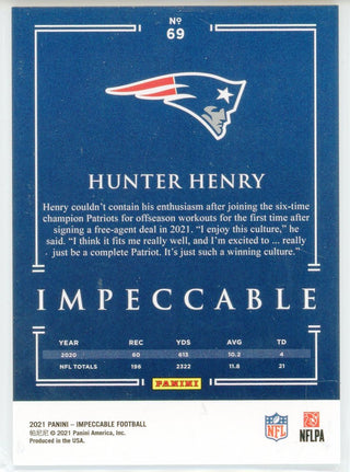 Hunter Henry 2021 Panini Impeccable Card #69