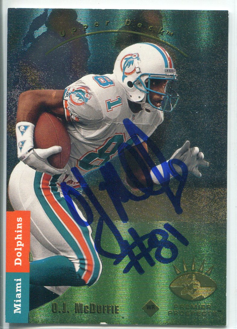 O. J. McDuffie Signed Miami Dolphins 8x10 Photo JSA