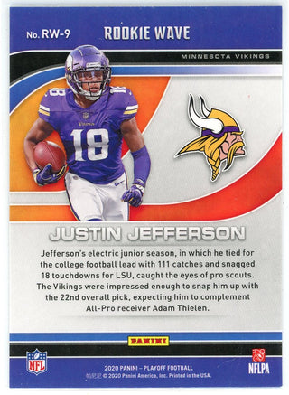 Justin Jefferson 2020 Panini Playoff Rookie Wave Card #RW-9
