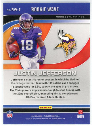 Justin Jefferson 2020 Panini Playoff Rookie Wave Card #RW-9