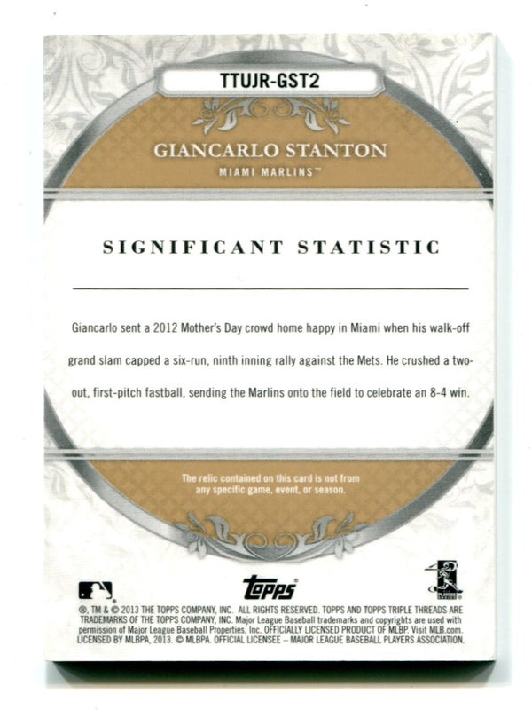 Giancarlo Stanton 2013 Topps Triple Threads Material Card #GST2 /9