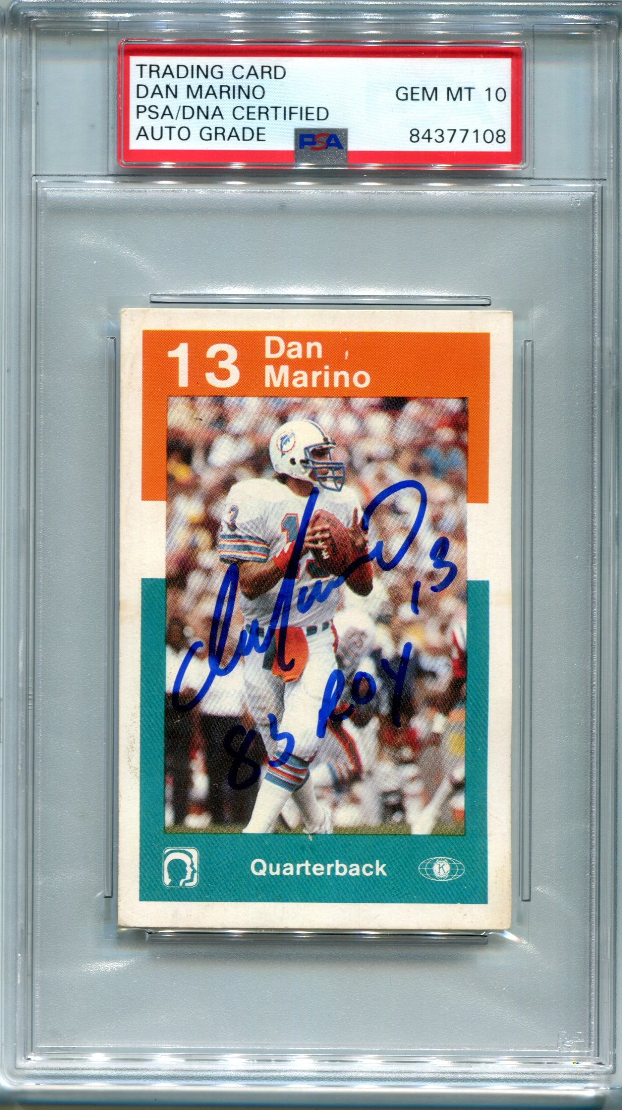 Dan Marino 1984 Topps 85 ROY PSA Auto GEM MT 10 Card