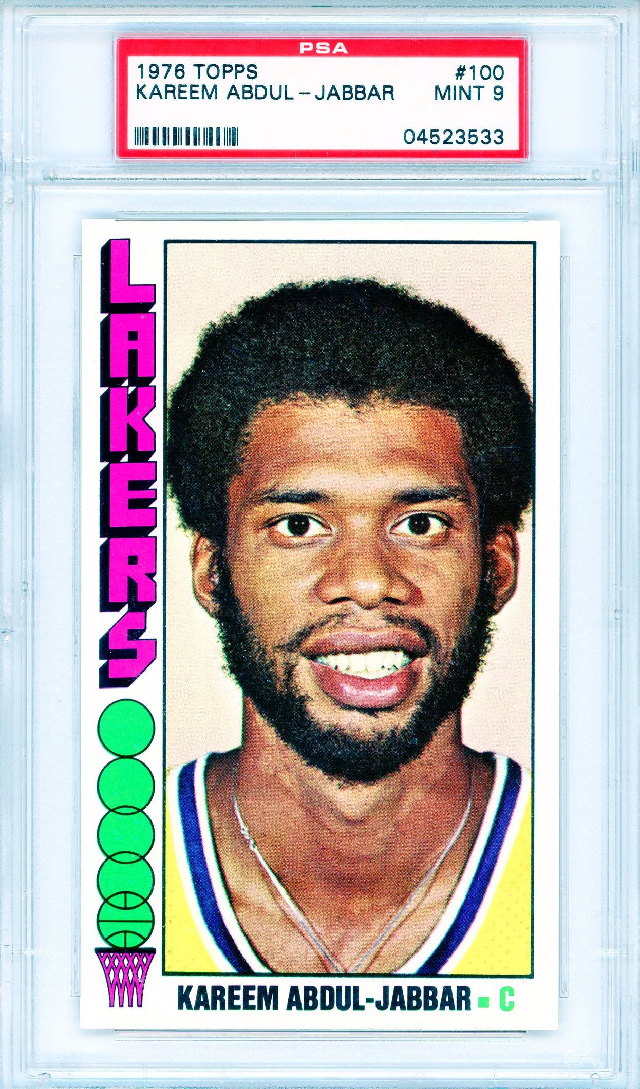 Kareem Abdul-Jabbar 1976 Topps Card #100 (PSA Mint 9)