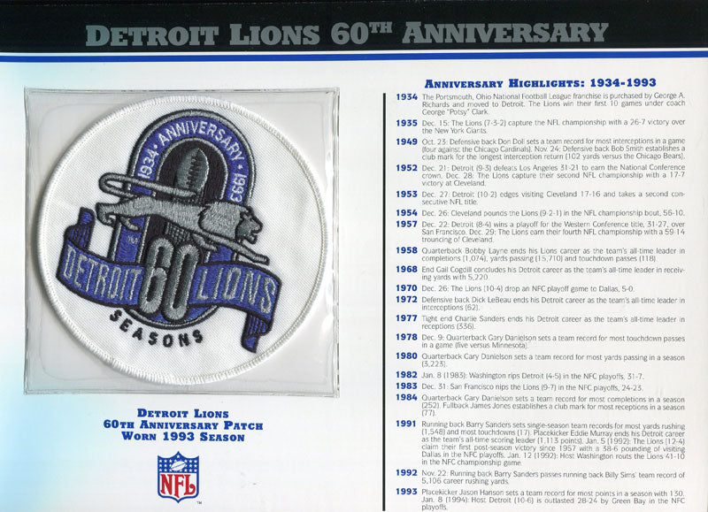 Detroit Lions Patch 