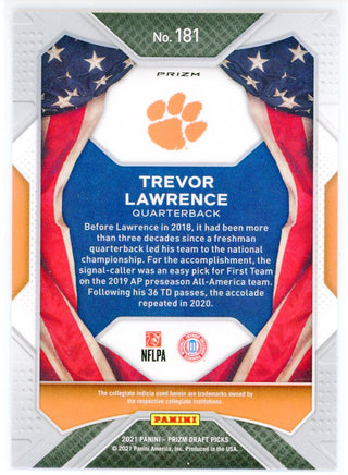 Trevor Lawrence 2021 Panini Prizm Draft Pick Orange Cracked Ice Rookie Card #181