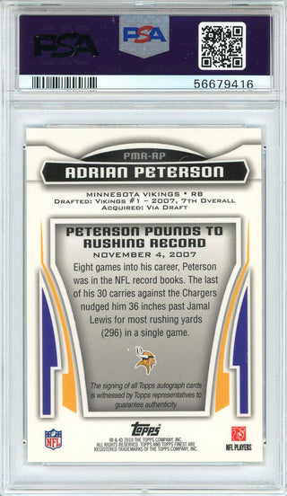 Adrian Peterson Autographed 2010 Topps Finest Moments Card #FMAAP (PSA Mint 9/9)