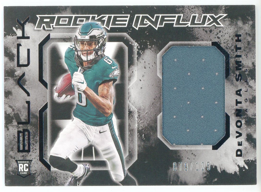 DeVonta Smith 2021 Panini Black Rookie Influx Patch Card #RI-DS