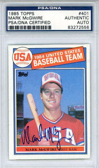Mark McGwire Autographed 1985 Topps Rookie Card #401 (PSA)