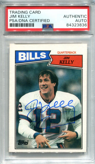 Jim Kelly Autographed 1987 Topps Card (PSA)